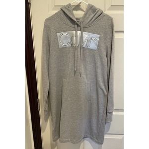 Calvin Klein Womens Size L Performance Gray Embroidered Drawstring Hoodie